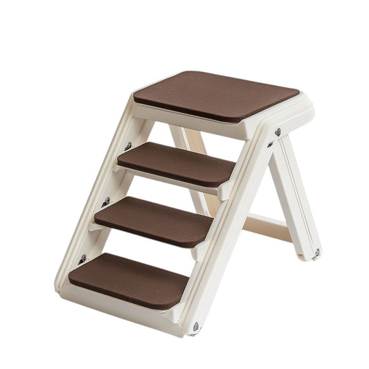 Varyx Foldable Pet Stairs for High Beds - Lightweight Portable Dog Stairs with Safety Side Rails - Non-Slip Felt Treads - Supports up to 120 lbs - Cream