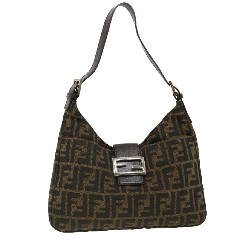 FENDI Mamma Baguette Zucca Canvas Shoulder Bag Brown  tb147