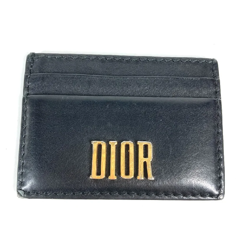 Dior Card Case 26-MA-1128 leather black Pass case logo unisex(Unisex) Used Authentic