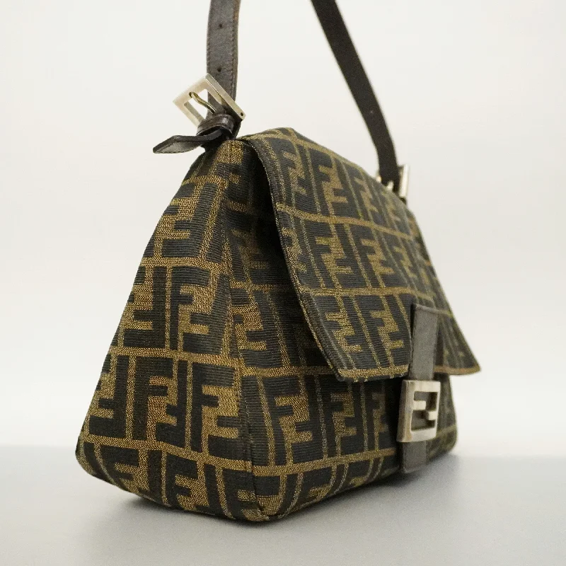 FENDI Zucca Handbag Women's Nylon Canvas Handbag Brown