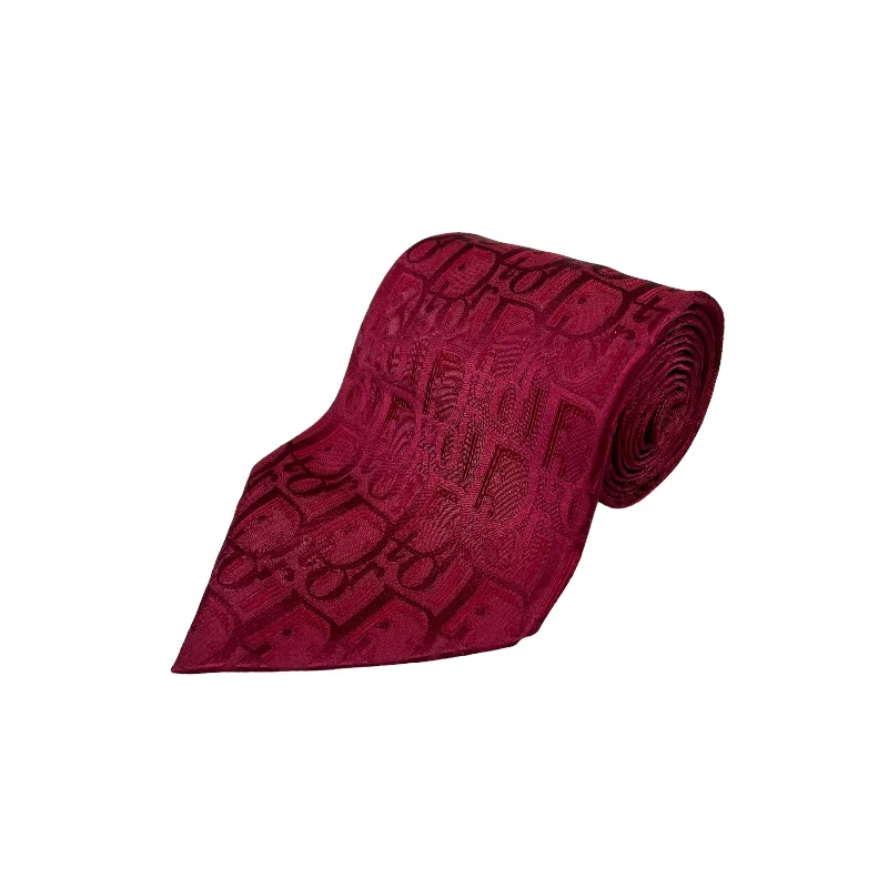 DIOR MONOGRAM TIE - MAROON