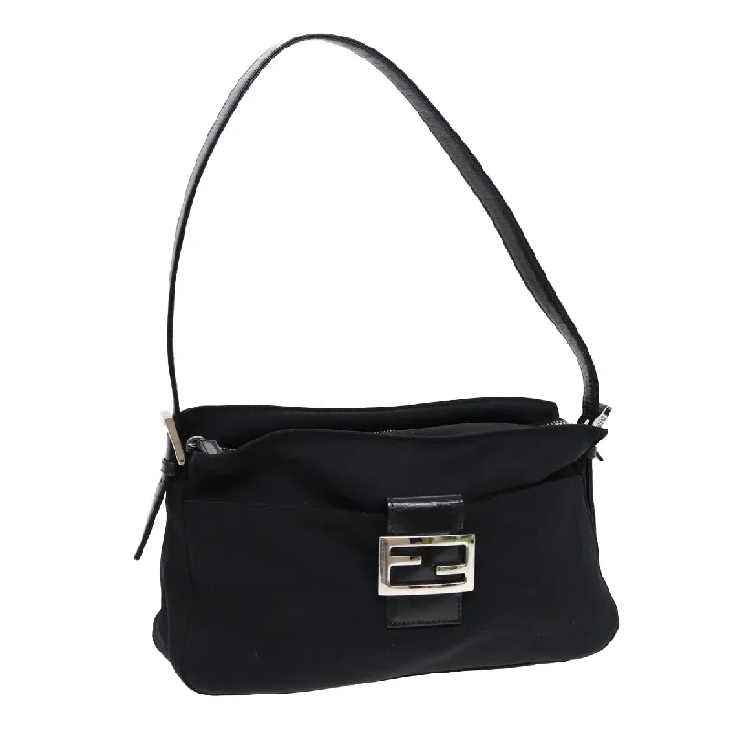 FENDI Mamma Baguette Shoulder Bag Nylon Black  ep5075