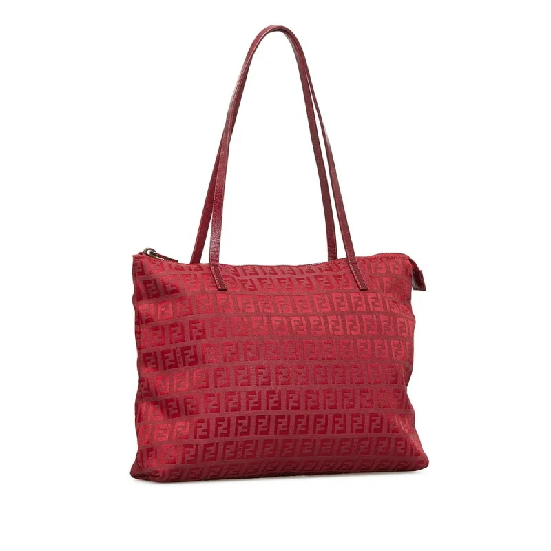 FENDI Zucchino handbag tote bag 8BH022 red canvas leather ladies