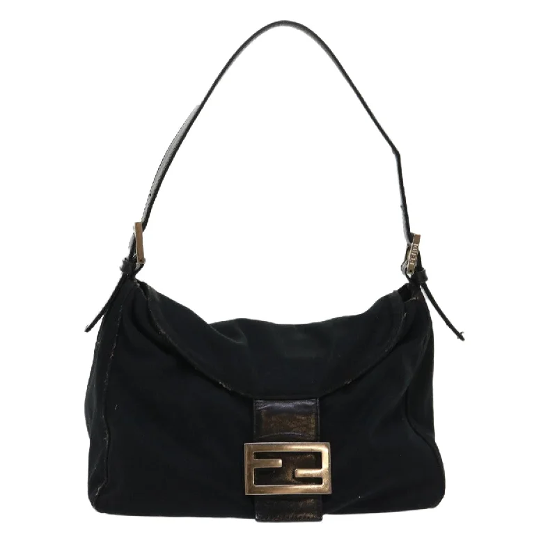 FENDI Mamma Baguette Shoulder Bag Nylon Black  bs6540