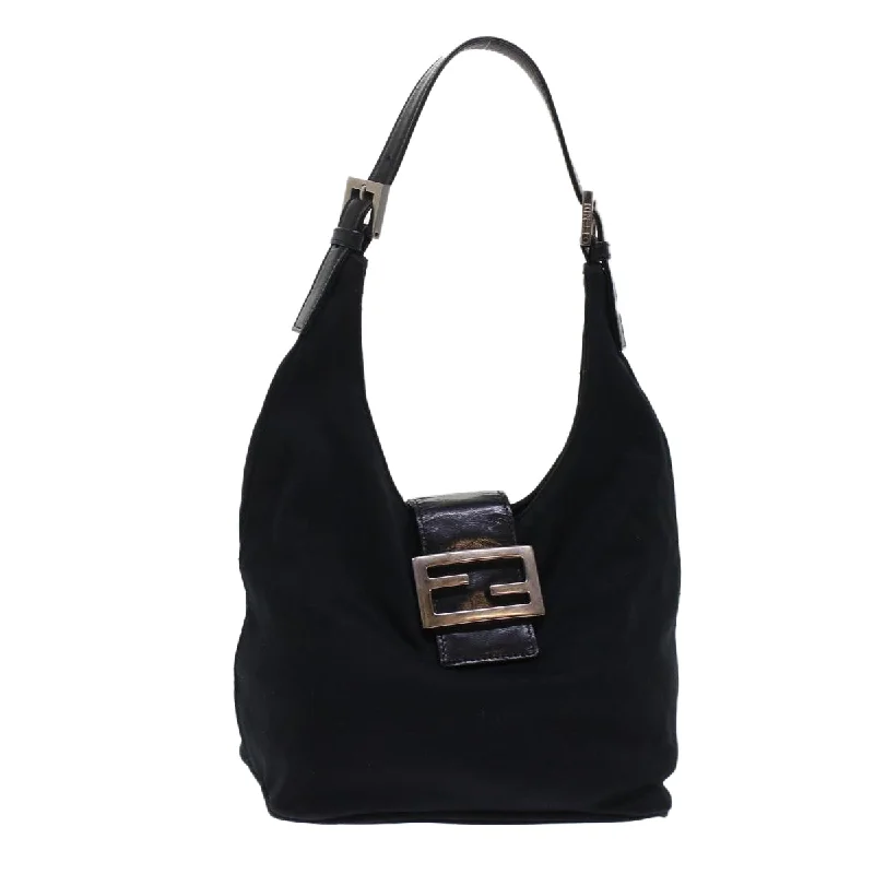 FENDI Mamma Baguette Shoulder Bag Nylon Black  ep1158