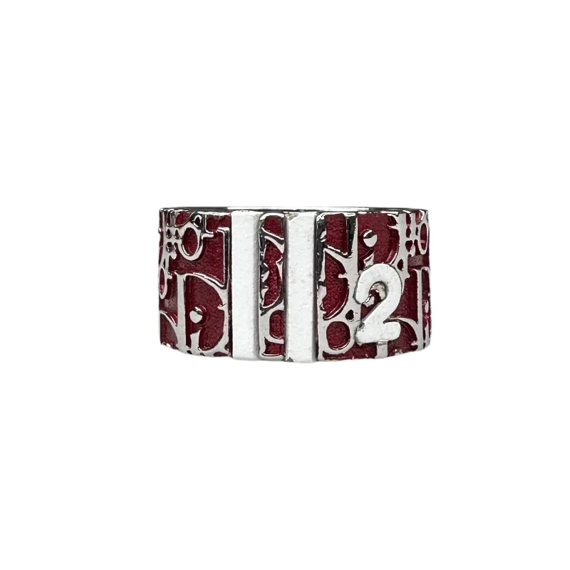 (13) DIOR BURGUNDY TROTTER MONOGRAM "2" RING