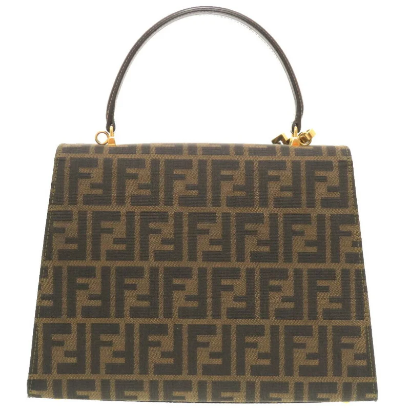 FENDI ZUCCA CANVAS BROWN HANDBAG