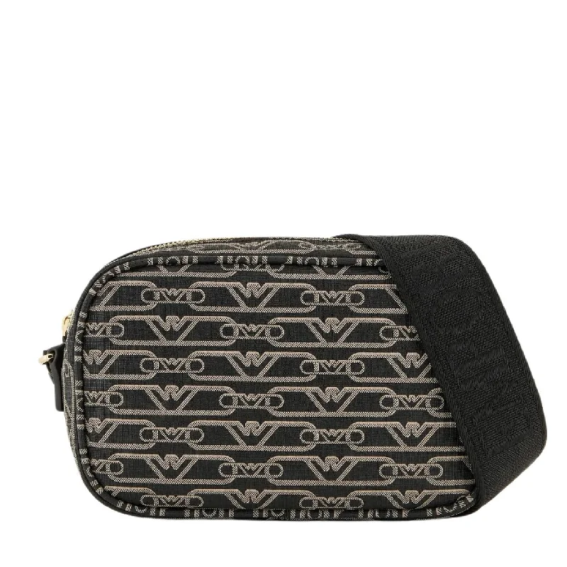 Emporio Armani All-Over Monogram Print Black Camera Bag