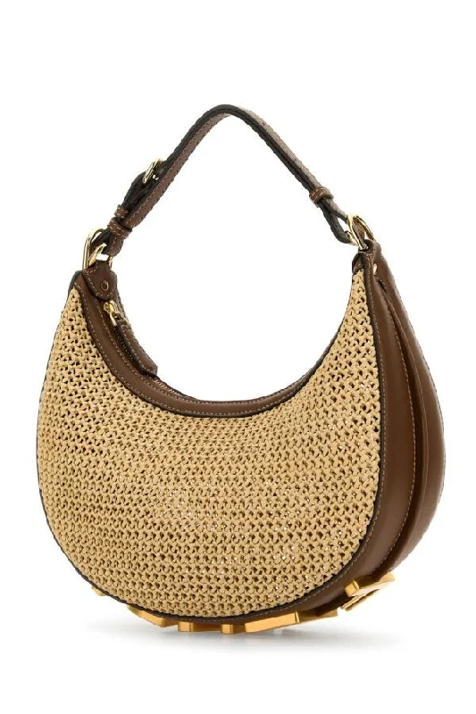 Fendi Woman Straw Fendigraphy Handbag