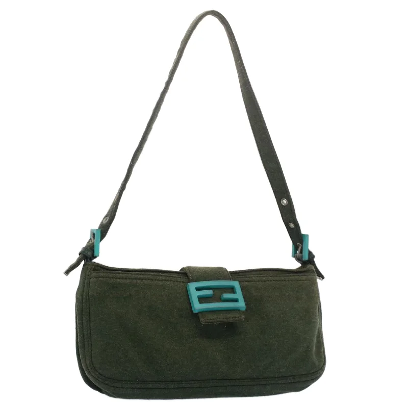 FENDI Mamma Baguette Shoulder Bag Nylon Green  52438