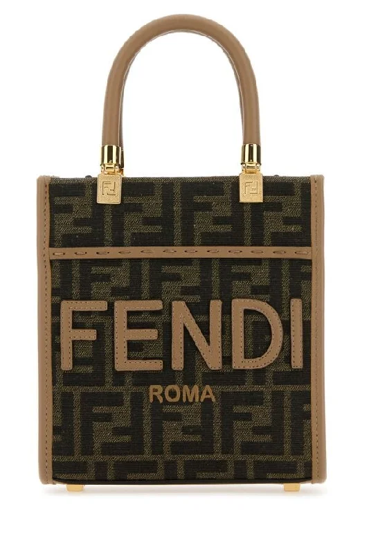 Fendi Woman Embroidered Canvas Mini Sunshine Handbag