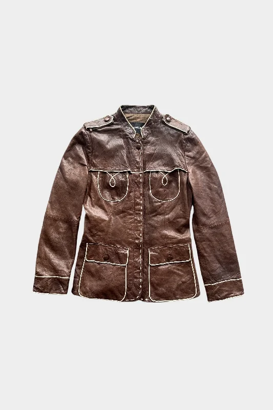 Emporio Armani 2005 Brown Leather Jacket