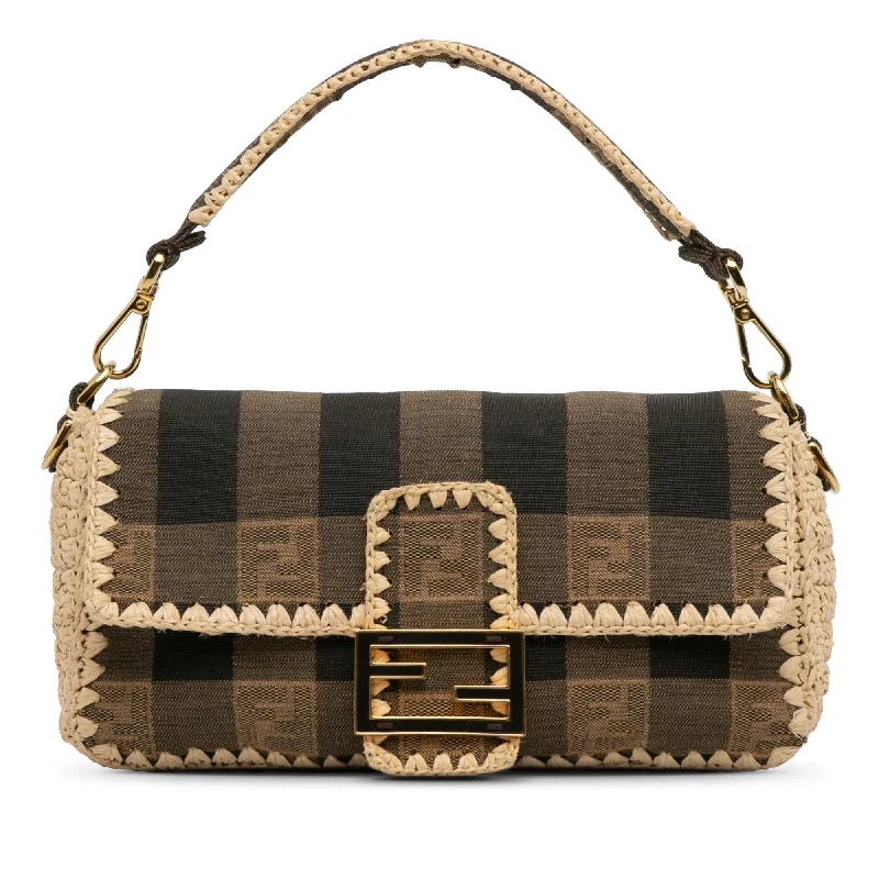 Fendi Pequin Canvas and Raffia Mamma Baguette (SHG-g32SBG)