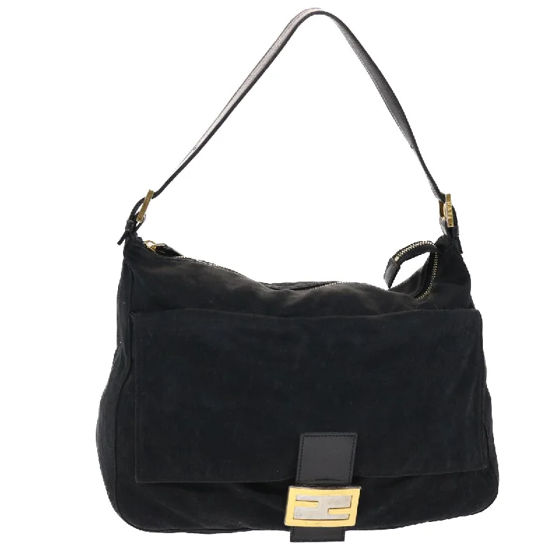 FENDI Mamma Baguette Shoulder Bag Nylon Black  bs6935