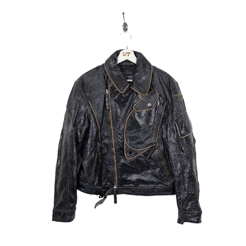 Rare Armani Distressed Leather Jacket