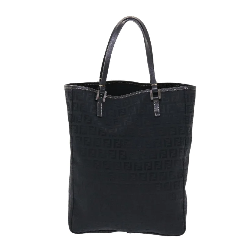 FENDI Zucchino Canvas Tote Bag Black  ar9954