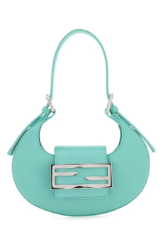 Fendi Woman Sea Green Satin Mini Cookie Handbag