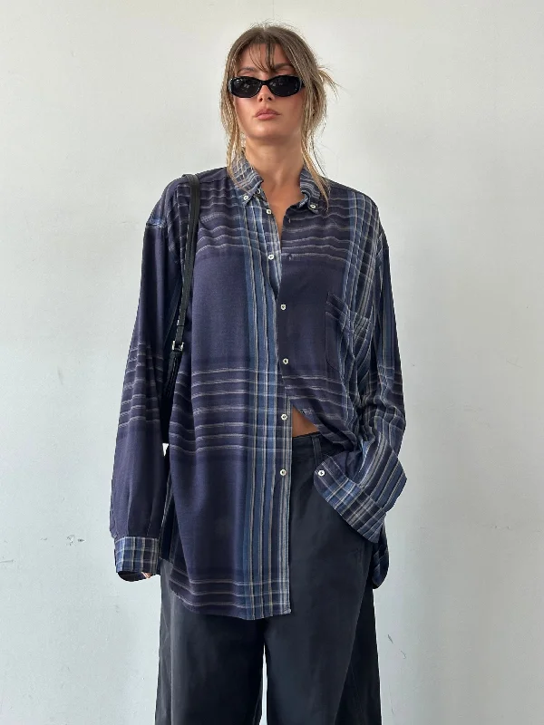 Armani Jeans 90s Check Oversized Flannel Logo Shirt- XXL