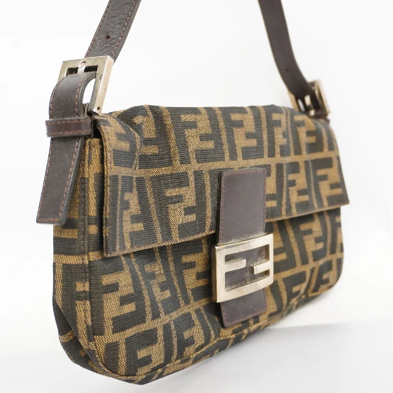 FENDI Zucca Mamma Bucket Women's Nylon Canvas Handbag Brown