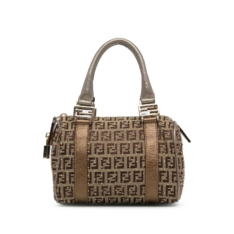 Fendi Studded Zucchino Boston Bag (SHG-q9Lttm)