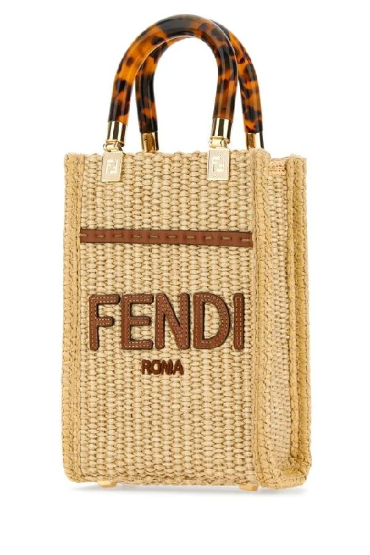 Fendi Woman Straw Mini Sunshine Handbag