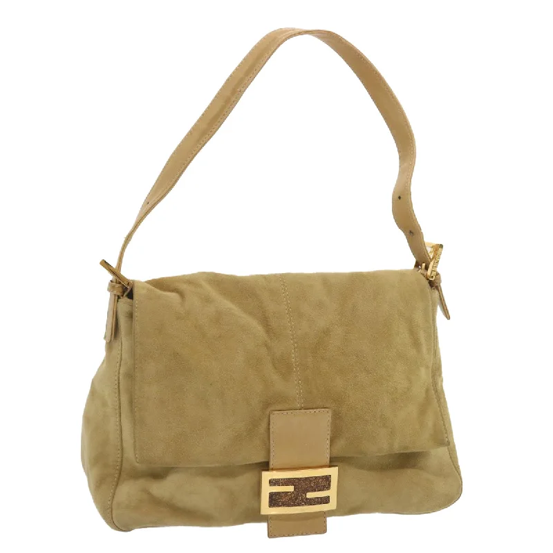 FENDI Mamma Baguette Shoulder Bag Suede Beige  ep3672