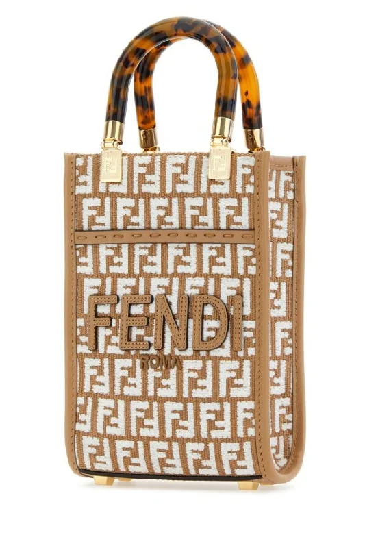 Fendi Woman Embroidered Fabric Mini Sunshine Handbag