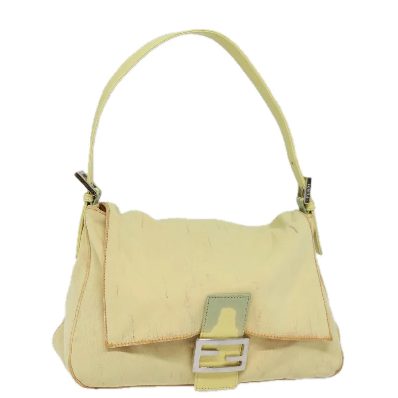 FENDI Mamma Baguette Shoulder Bag Nylon Yellow  81189