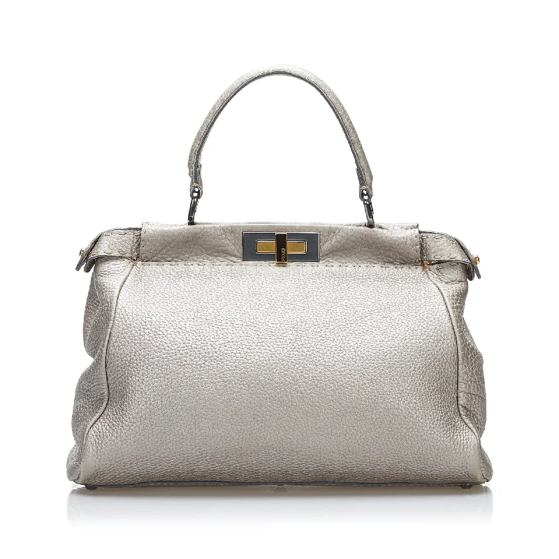 Fendi Selleria Peekaboo Handbag Silver