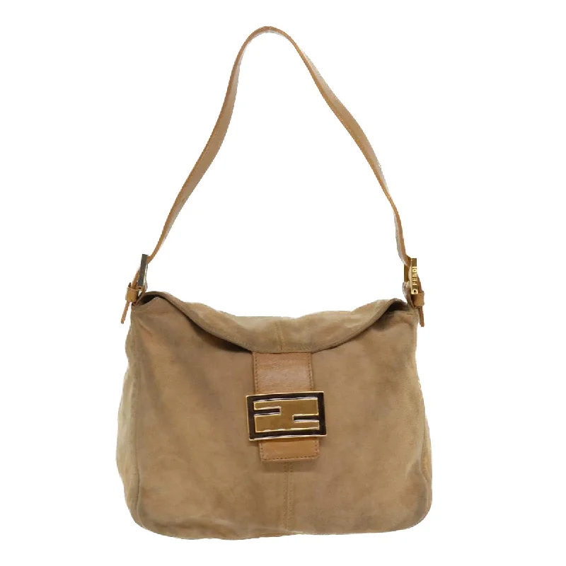 FENDI Mamma Baguette Shoulder Bag Suede Beige 2370/26426  yk6310