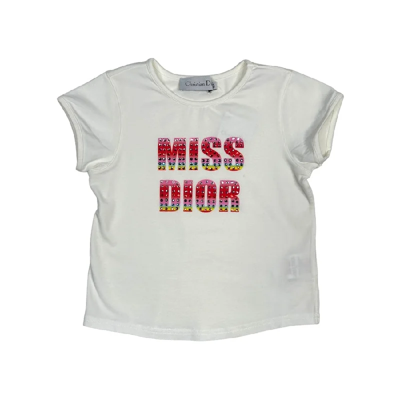 (KIDS) DIOR RHINESTONE 'MISS DIOR' TEE - WHITE/MULTI (4A)