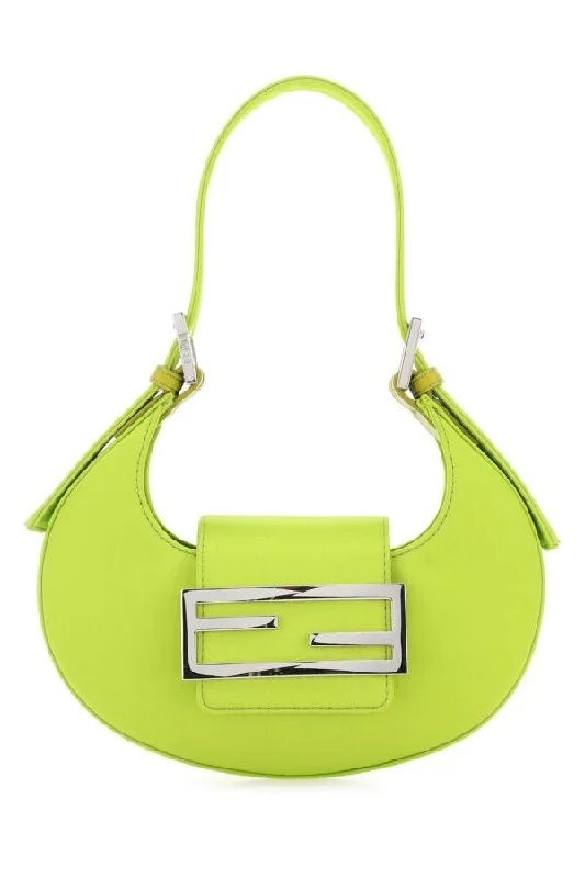 Fendi Woman Acid Green Leather Mini Fendi Cookie Handbag