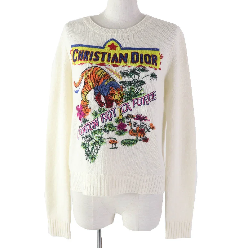 Christian Dior knit 344S57TM152 cashmere White mulch Indian Tiger Motif 44