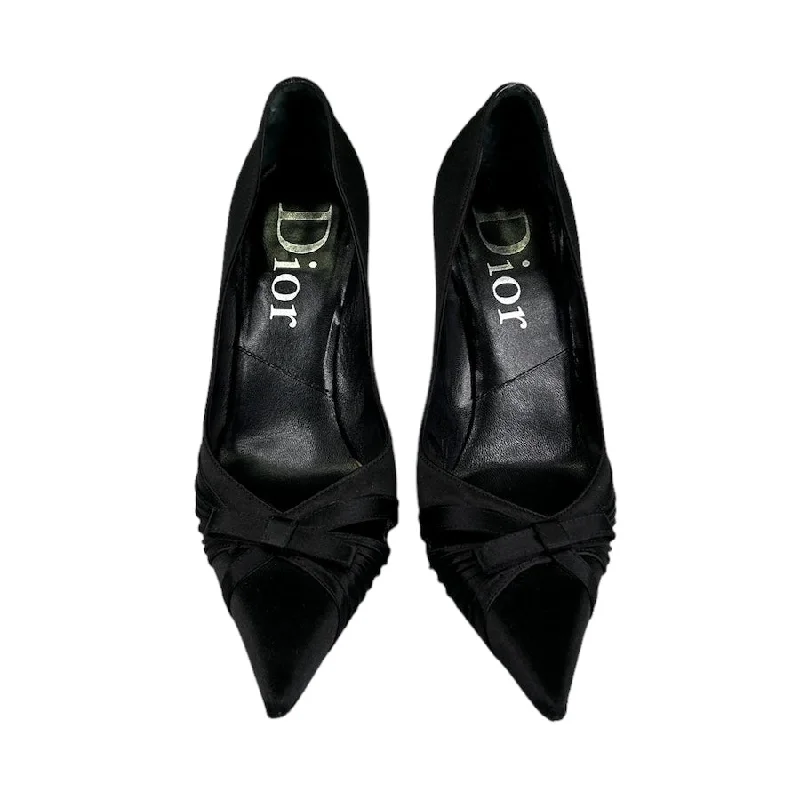 DIOR 2005 BLACK VELVET RIBBON KITTEN HEELS