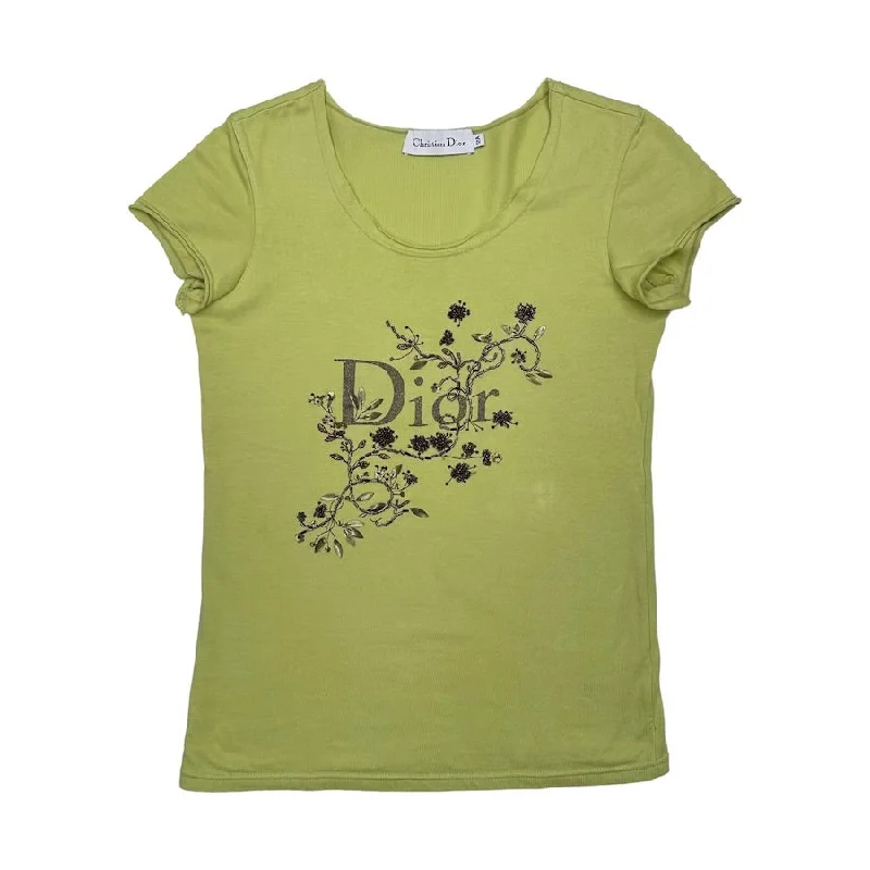 DIOR FLORAL & LEAF BABY TEE - LIGHT GREEN