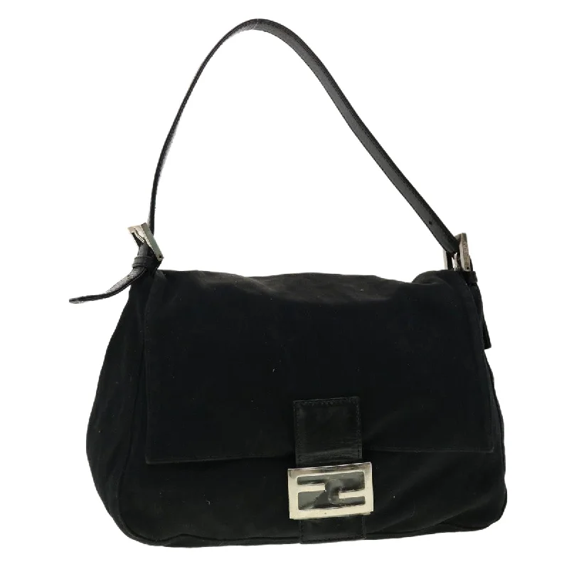 FENDI Mamma Baguette Shoulder Bag Nylon Black  yk6524