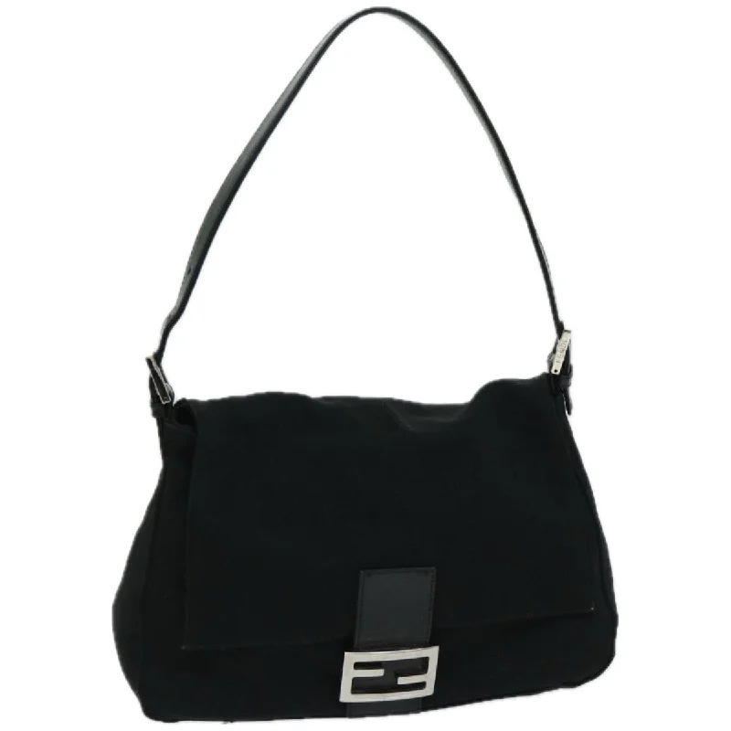 FENDI Mamma Baguette Shoulder Bag Nylon Black  yk10749