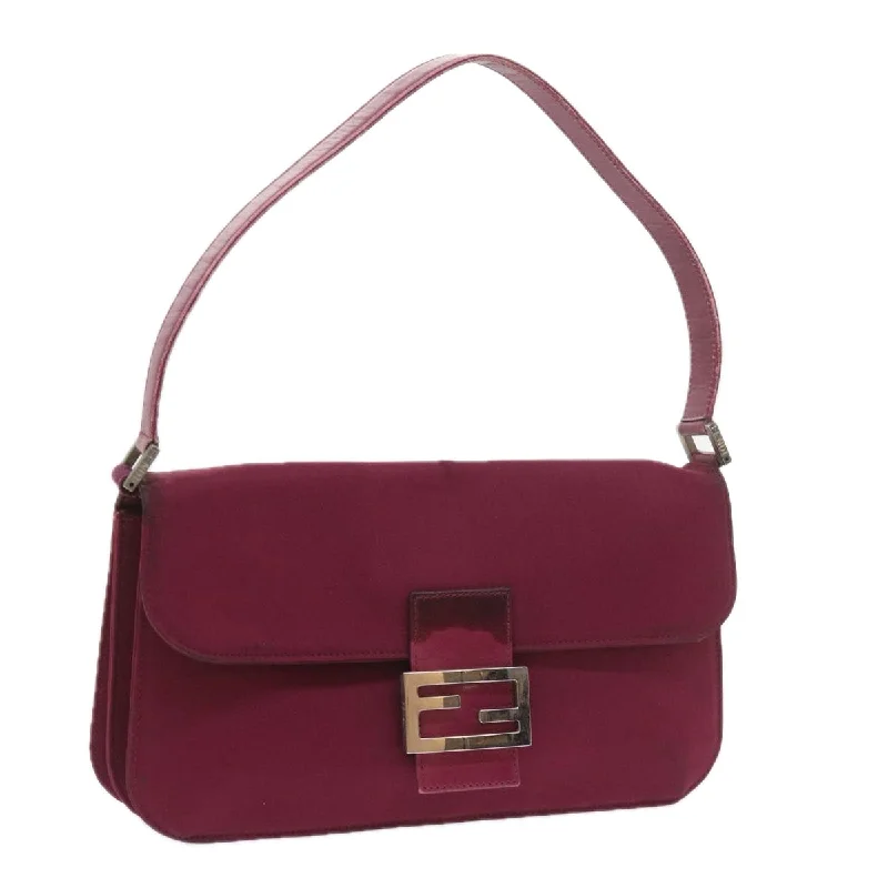 FENDI Mamma Baguette Shoulder Bag Nylon Bordeaux  58685