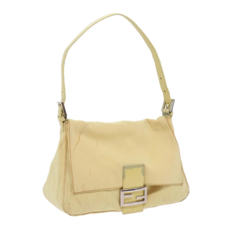 FENDI Mamma Baguette Shoulder Bag Nylon Yellow  65559