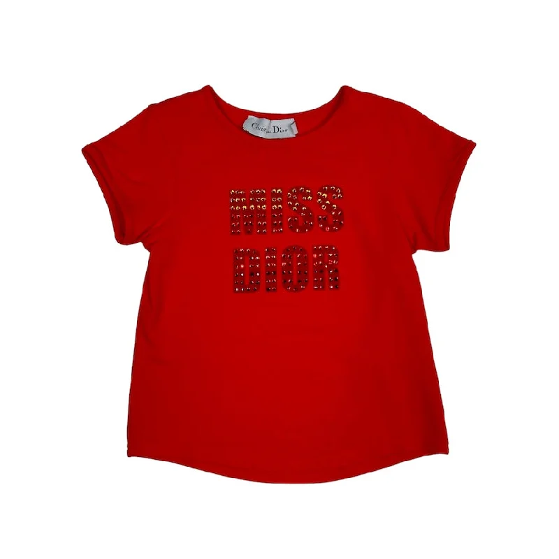 (KIDS) DIOR RHINESTONE 'MISS DIOR' TEE - RED (6A)