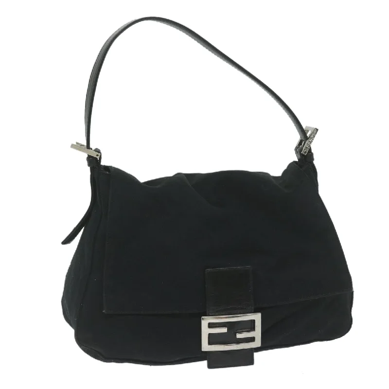 FENDI Mamma Baguette Shoulder Bag Nylon Black 2321 26325 008  am5345