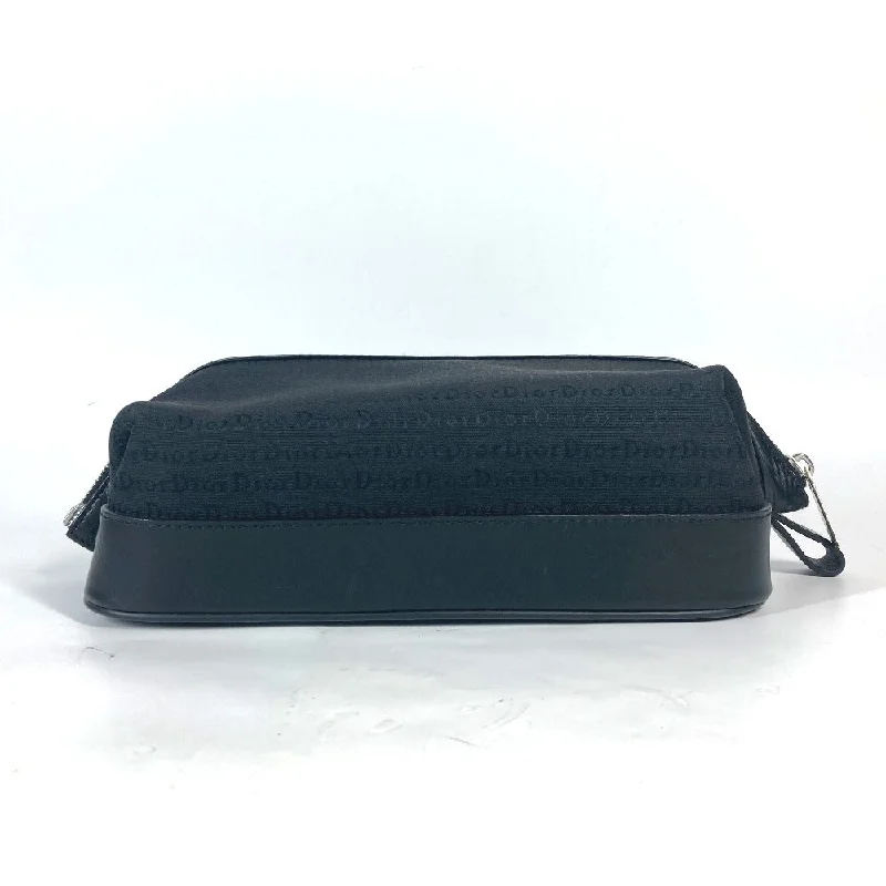 Dior Pouch Canvas / leather black logo unisex(Unisex) Used Authentic