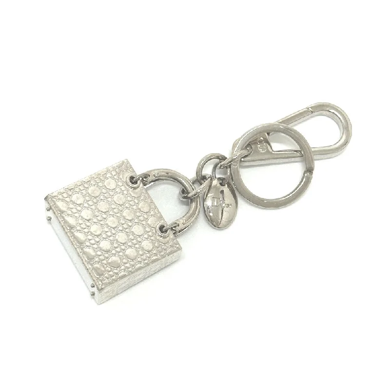 Christian Dior key ring metal Silver Lady Dior Women Used Authentic