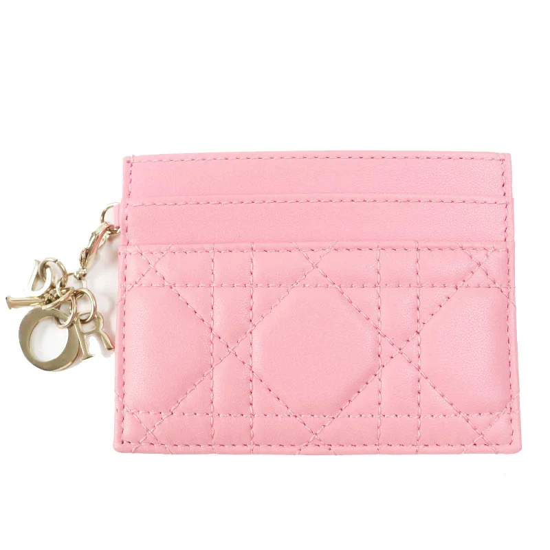 Christian Dior Card Case S09740NMJ leather pink Lady Dior Freesia