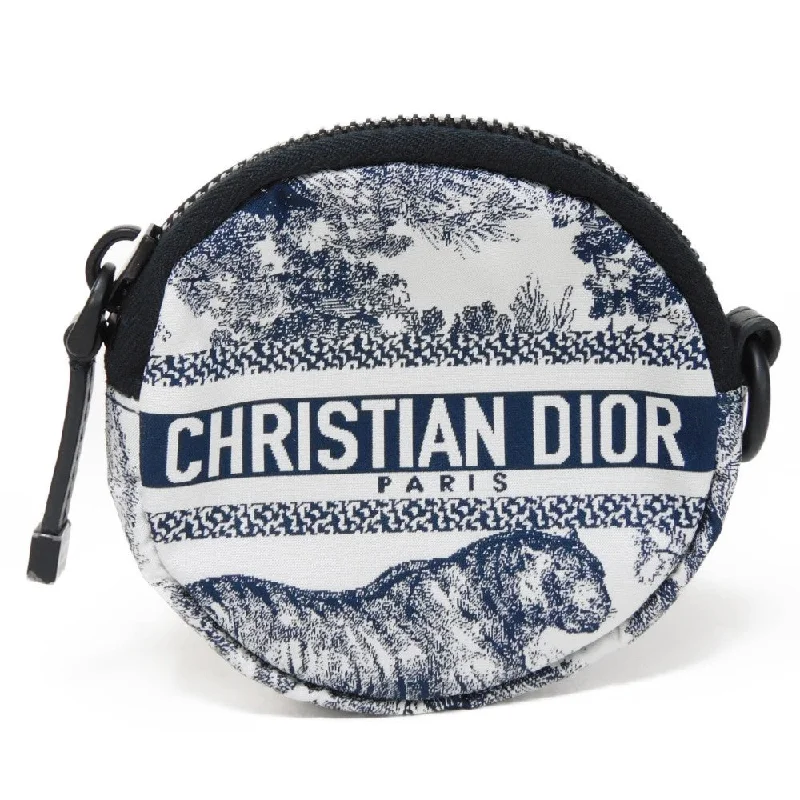 Dior Coin case Technical fabric Navy logo Toile de Jouy coin purse