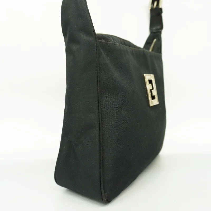 FENDI FF Logo Women's Nylon Shoulder Bag Black