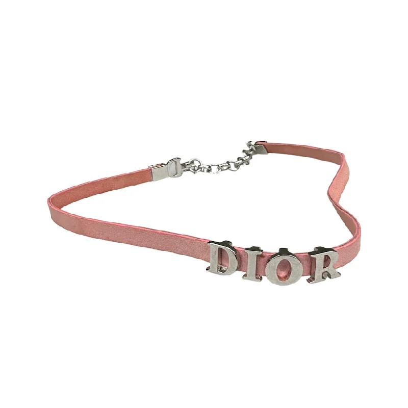 DIOR PINK LEATHER SPELLOUT CHOKER