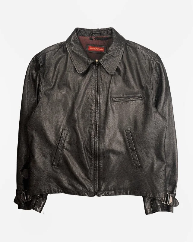 (L-XL) Emporio Armani AW1994 Boxy Cropped Leather Blouson