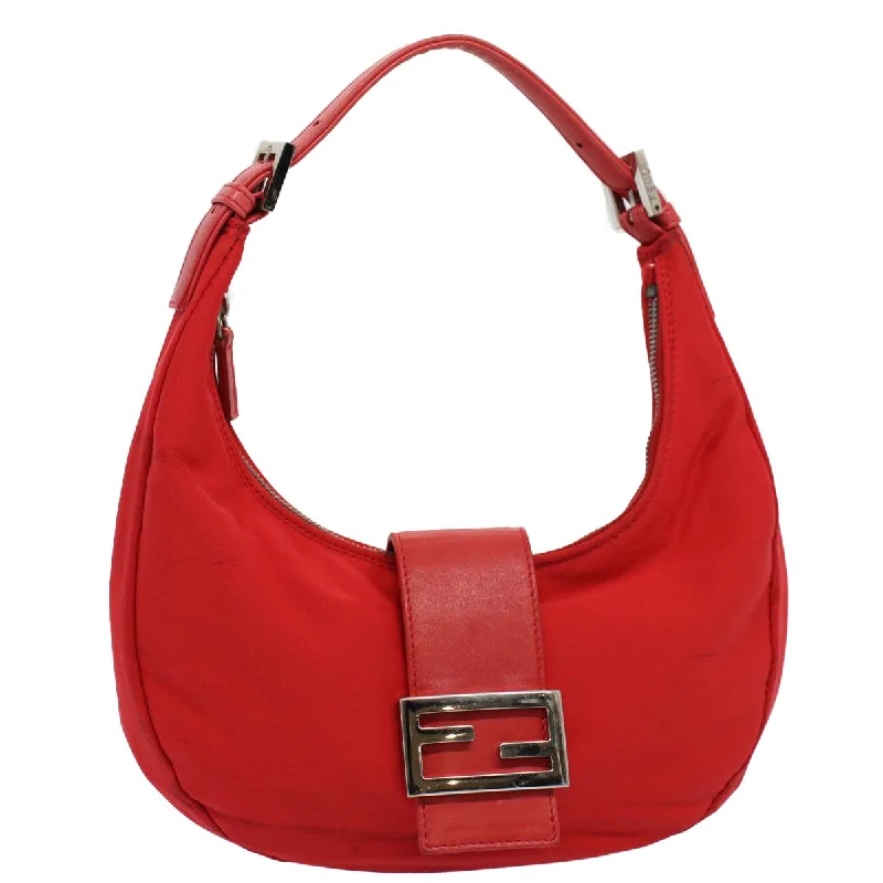 FENDI Mamma Baguette Shoulder Bag Nylon Red  58610