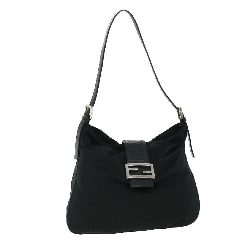 FENDI Mamma Baguette Shoulder Bag Nylon Black  bs7517